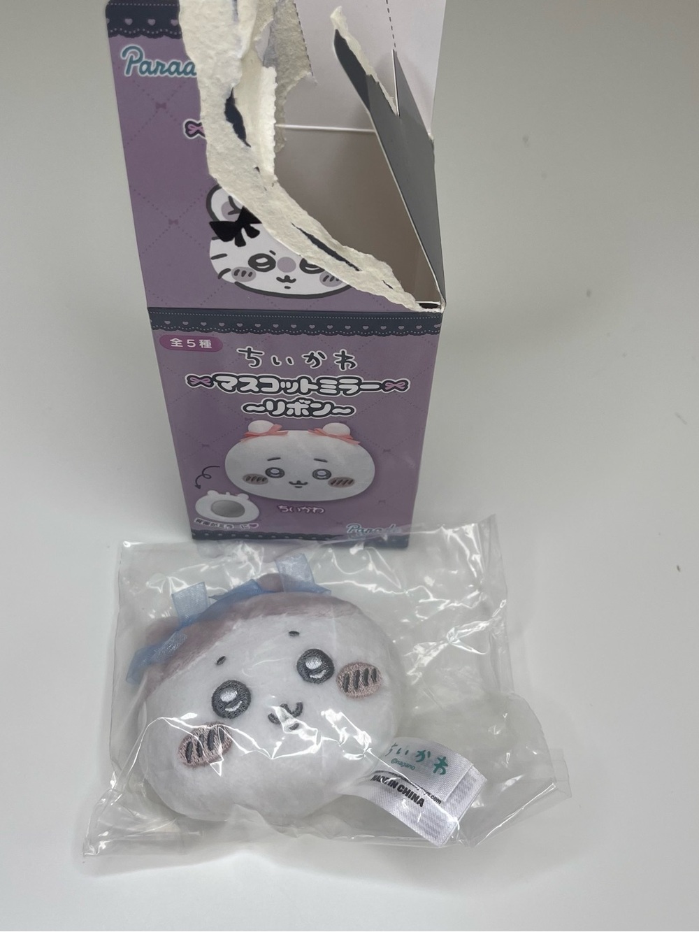 Chiikawa Hachiware Mascot Mirror Ribbon Plush Keychain / Bag Charm Blind Box